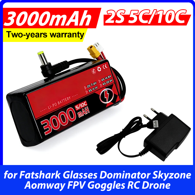 3000MAH 2S 5C 10C 7.4V Lipo Ba - Skyzone Sky04X Pro Oled Fpv Goggles ulasan dan harga